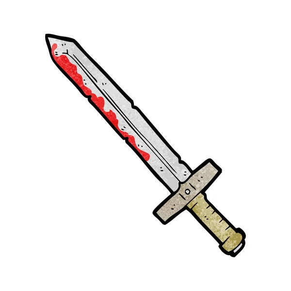 Texturierte Karikatur blutiges Schwert — Stockvektor
