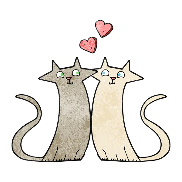 Textured cartoon cats in love — Stock Vector