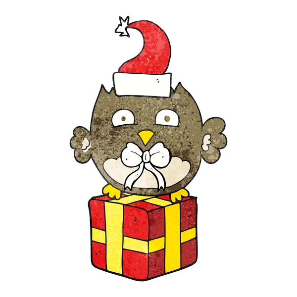 Coruja de Natal desenhos animados texturizados —  Vetores de Stock