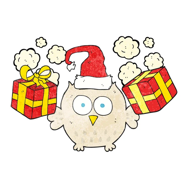 Texturou kreslené vánoční sova — Stockový vektor