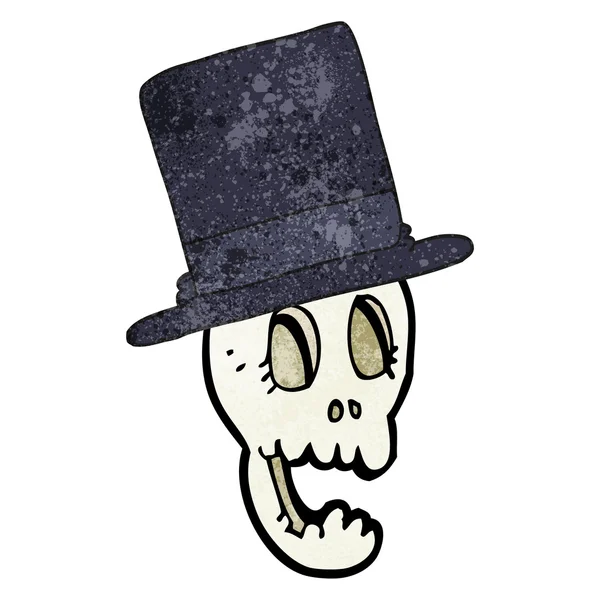 Calavera de dibujos animados texturizada con sombrero de copa — Vector de stock