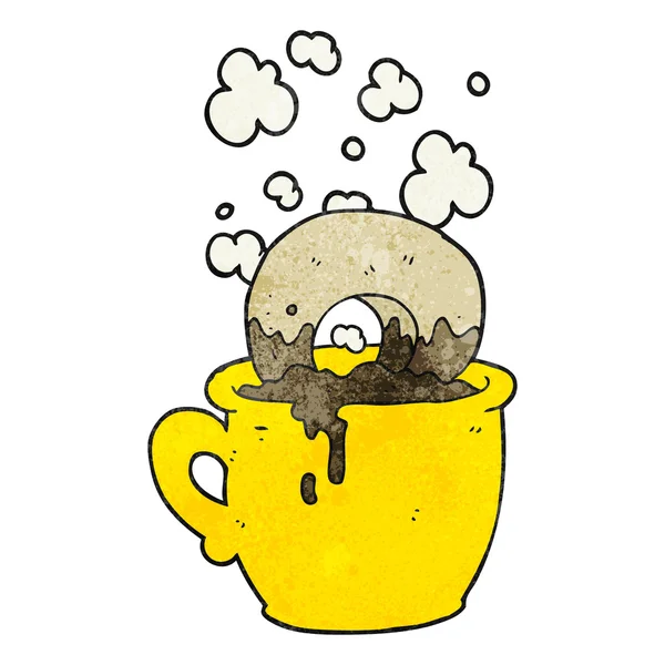 Kobliha s texturou kreslený vykoupal v kávě — Stockový vektor