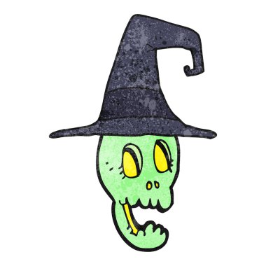 doku karikatür kafatası cadı şapka