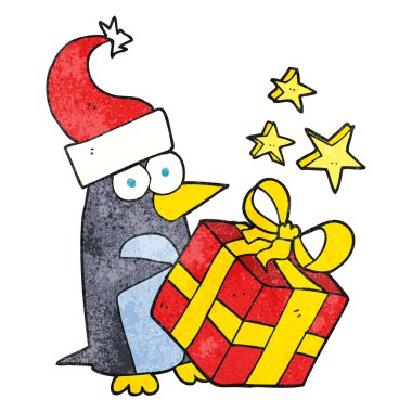 doku Noel hediyesi olan penguen karikatür