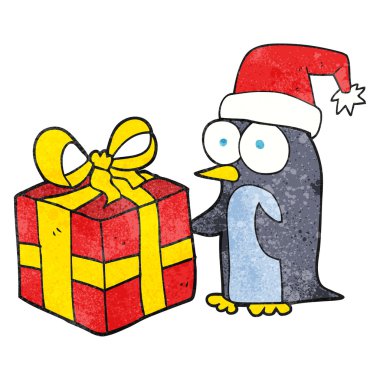 doku Noel hediyesi olan penguen karikatür