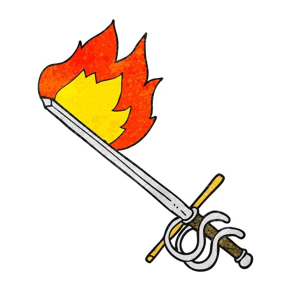 Textur Cartoon flammendes Schwert — Stockvektor