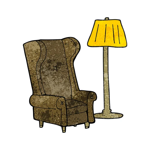 Textur cartoon lampa och gammal stol — Stock vektor