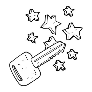 siyah beyaz çizgi film araba anahtarı