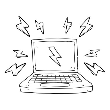 siyah beyaz çizgi film dizüstü bilgisayar