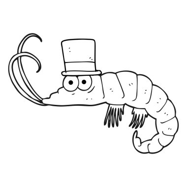 siyah beyaz çizgi film karides