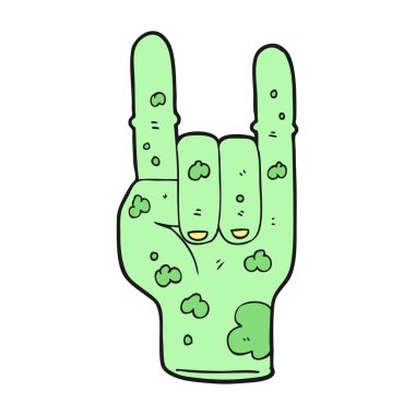 çizgi film zombi el boynuz işareti yapmak