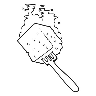 siyah beyaz çizgi film peyniri çatal üzerinde