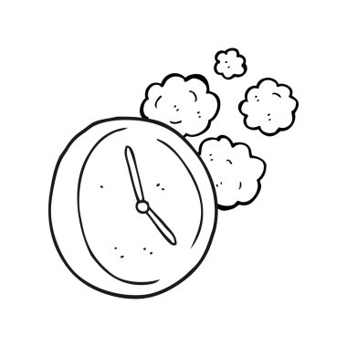 siyah beyaz çizgi film saatli saat