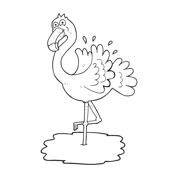 Flamingo de desenhos animados preto e branco — Vetor de Stock