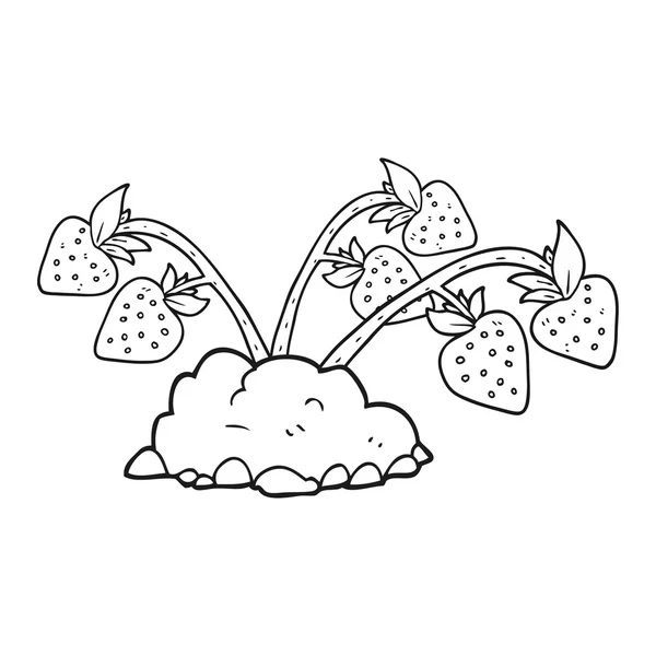 Fresas de dibujos animados blanco y negro — Vector de stock