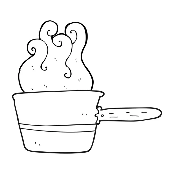 Cocina de la cacerola de dibujos animados blanco y negro — Vector de stock