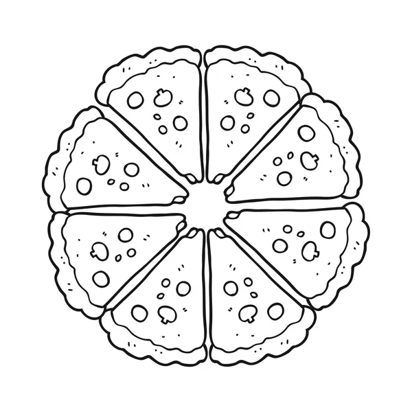 Svartvita tecknade pizza — Stock vektor