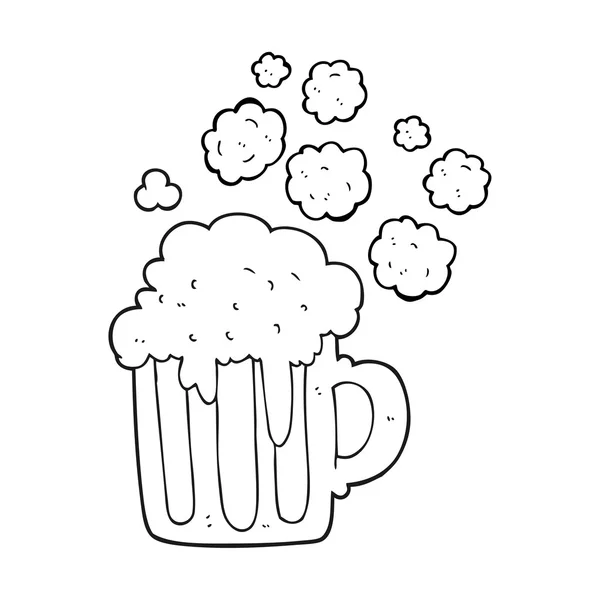 黑色和白色卡通泡沫的啤酒 — 图库矢量图片
