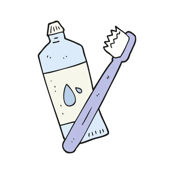 Brosse à dents dessin animé à main levée — Image vectorielle