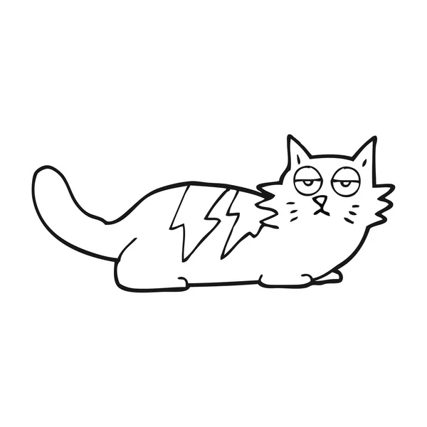 Zwart-wit cartoon kat — Stockvector