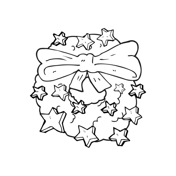 Corona de Navidad de dibujos animados en blanco y negro — Vector de stock