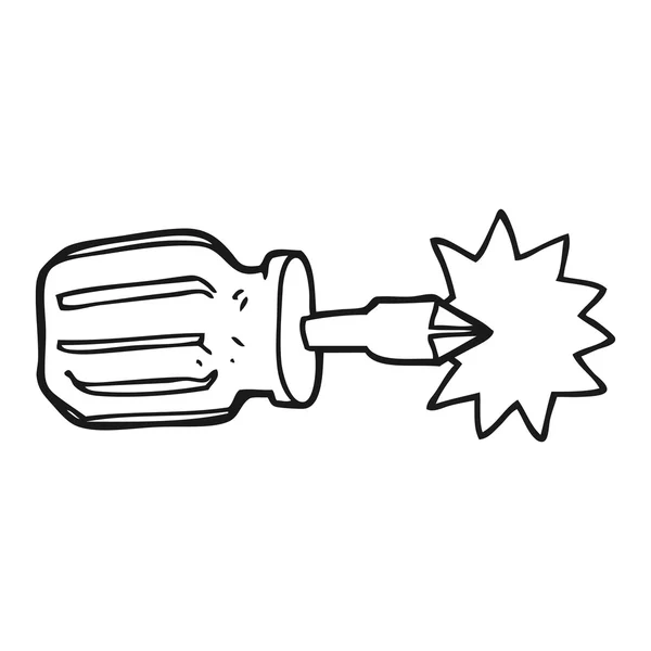 Black and white cartoon screwdriver — Stock Vector