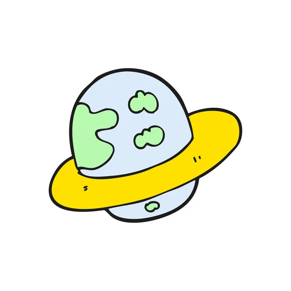 Disegnato a mano libera pianeta cartone animato — Vettoriale Stock
