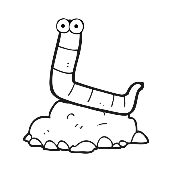 Zwart-wit cartoon worm — Stockvector