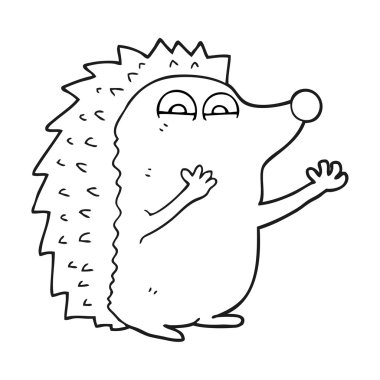 siyah beyaz çizgi film sevimli kirpi