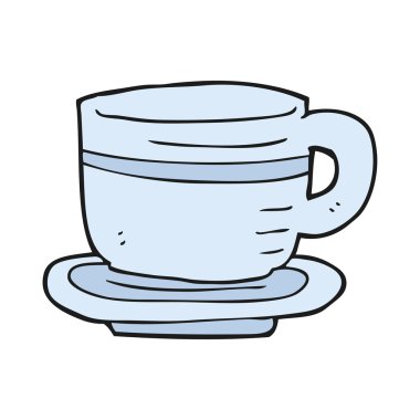 karikatür Kupası ve fincan tabağı