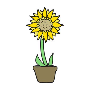 serbest çizilmiş karikatür ayçiçeği