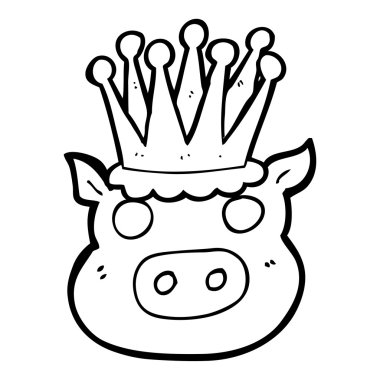 siyah beyaz çizgi film domuz taç