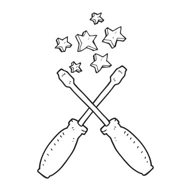 siyah beyaz çizgi film Tornavidalar