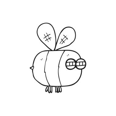 siyah beyaz çizgi film kızgın arı