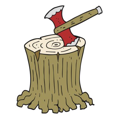 ağaç kütüğü karikatür balta