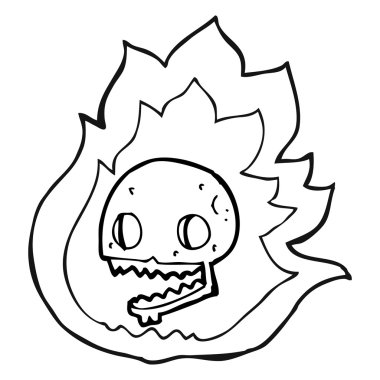 Kafatasında yakıcı siyah beyaz çizgi film