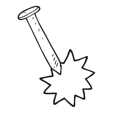 siyah beyaz çizgi film çivi