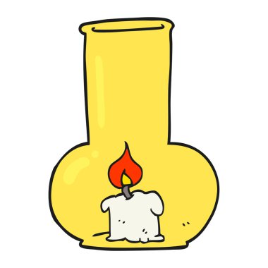 çizgi film eski cam lamba ve mum