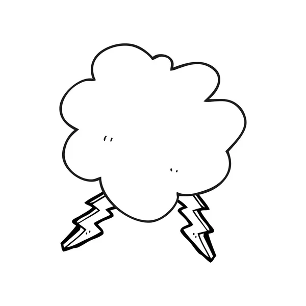 Nube de tormenta de dibujos animados en blanco y negro — Vector de stock