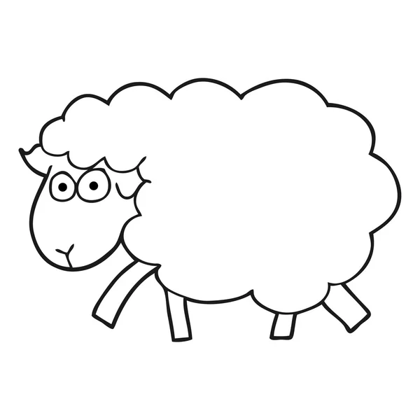 Black and white cartoon muddy sheep — Stock Vector