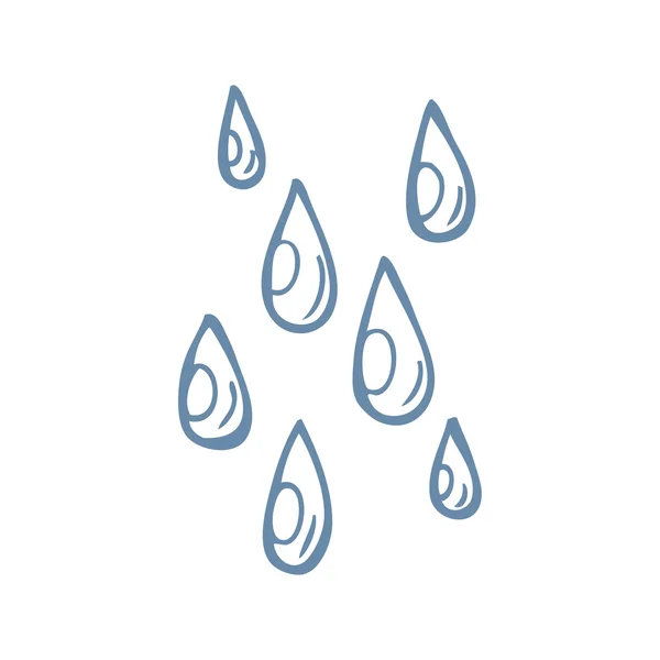 Dibujos animados dibujados a mano alzada gotas de lluvia — Vector de stock