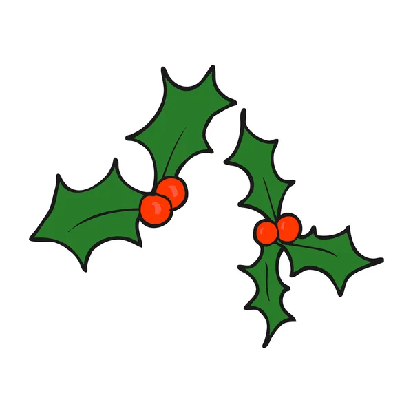 Cartoon Kerstmis holly — Stockvector