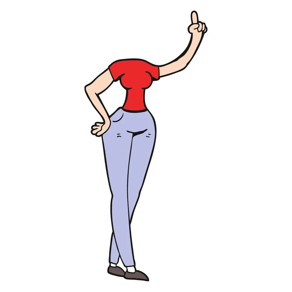 Dibujos animados cuerpo femenino con la mano levantada — Vector de stock