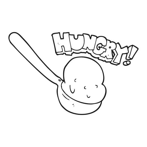 Black and white cartoon scoop of ice cream — Stock Vector