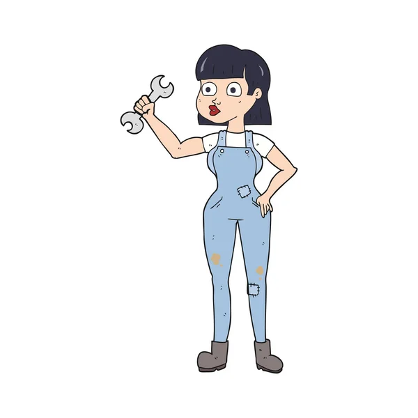 Mécanicien de dessin animé femme — Image vectorielle