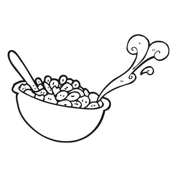 Black and white cartoon bowl of cereal — Stock Vector