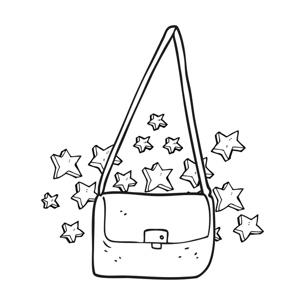 Schwarz-weiße Cartoon teure Handtasche — Stockvektor