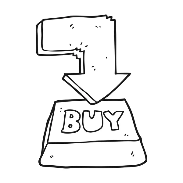 Black and white cartoon computer key buy symbol — Stock Vector