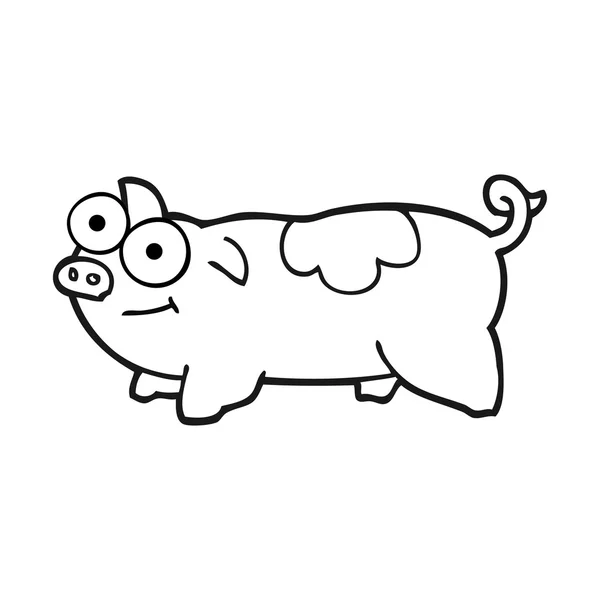 Black and white cartoon pig — Stock Vector