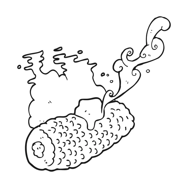 Noir et blanc dessin animé maïs sur épi avec du beurre — Image vectorielle